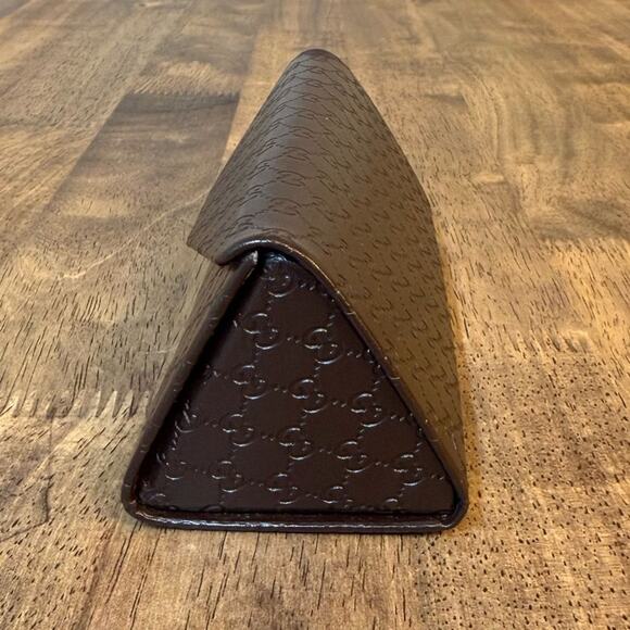 Gucci Foldable Micro Guccissima Sunglasses Case Snap Closure Brown Monogram - Picture 4 of 12